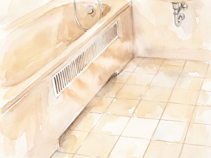 Detail: Seitenwandheizung in der Badewanne