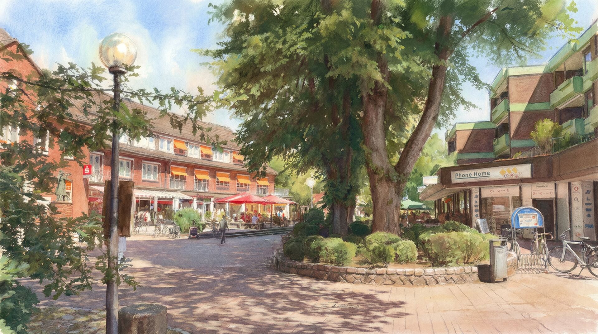 Panorama mit grünen Balkonen