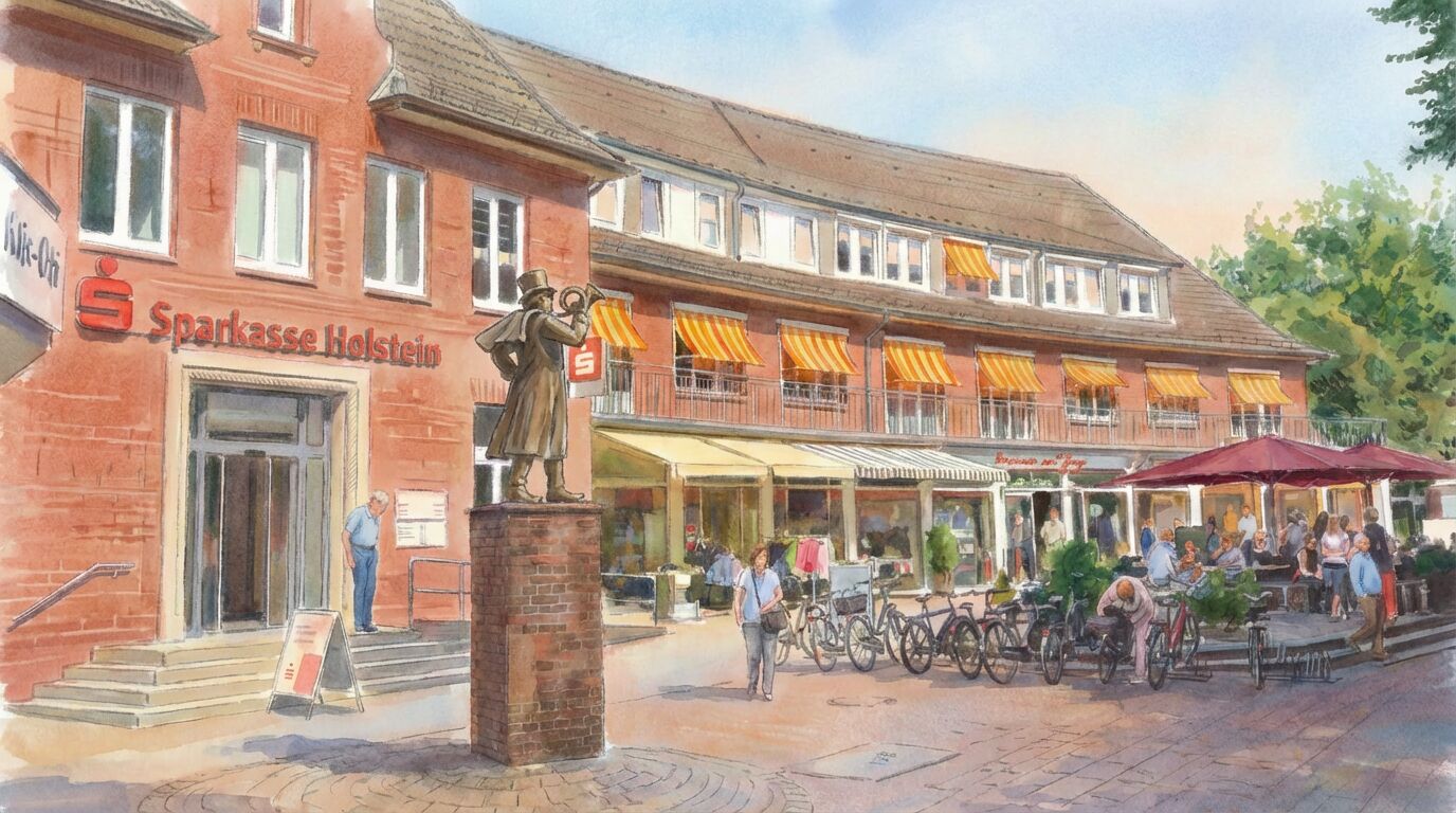 Sparkasse Holstein mit der Bronzeskulptur